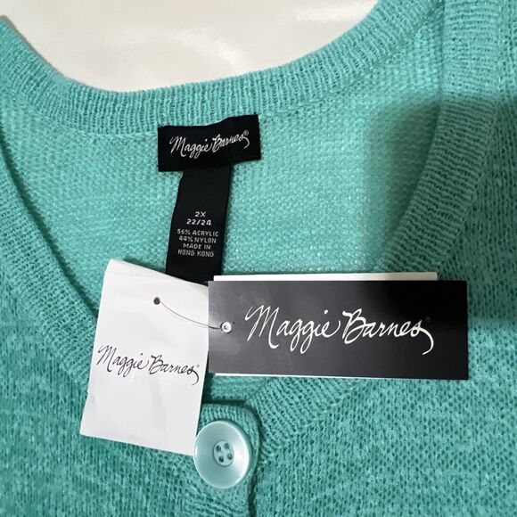 NWT Maggie Barnes Cardigan Duster Sweater Top Plus Size 2X 22/24 Sea Green Aqua - Picture 3 of 15